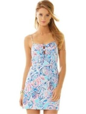 Lilly Pulitzer Sleeveless Pastel Paisley Shift Dress - Blue & Pink